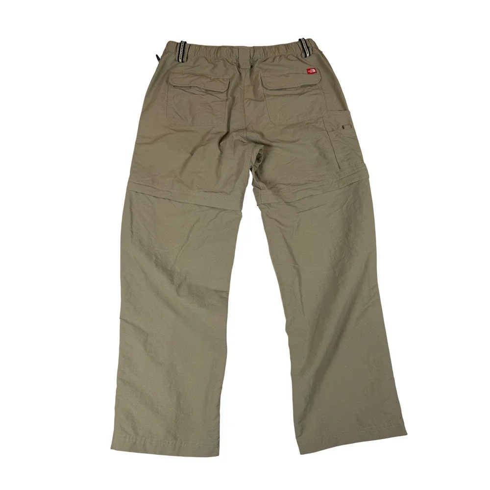The North Face Mens L Khaki Convertible Cargo Hiking Pants Zip Off Tan Nylon